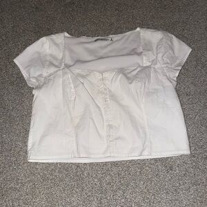 Abercrombie & Fitch White Square-Neck Crop Top